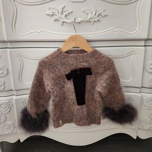 Klenova Knits Wool Sweater with Fur Trim